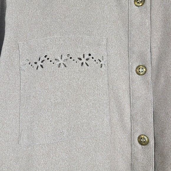 Alfred Dunner Women's Mocha Faux Suede Top Tunic Blouse Size 16 - Picture 3 of 13